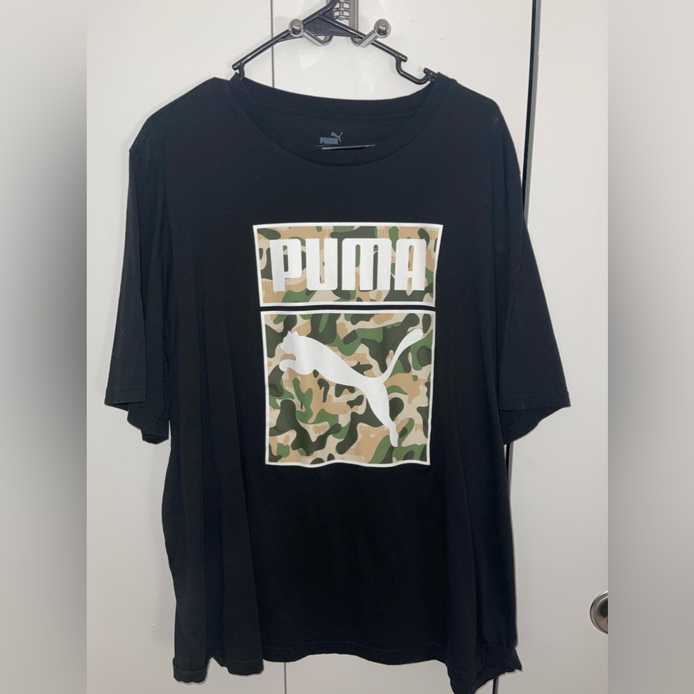 Men’s 3XL PUMA Black T-Shirt with Camo Print Logo Like New Condition